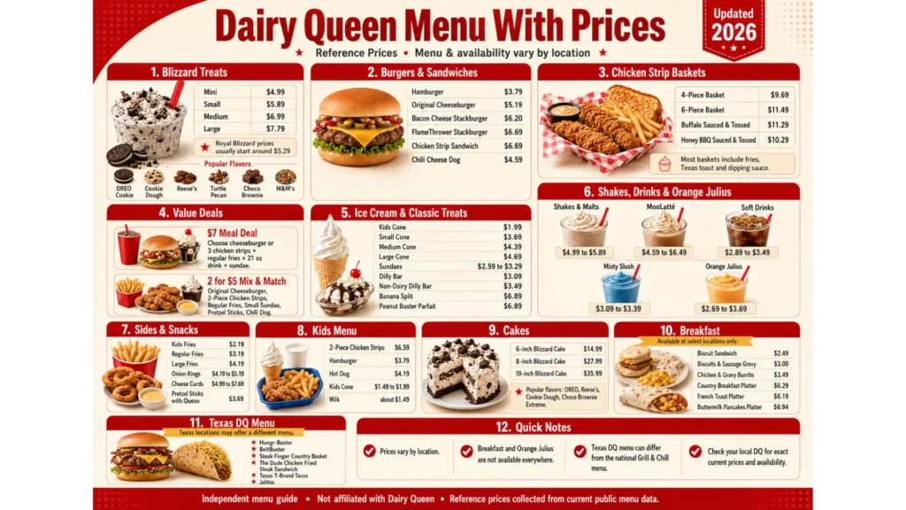 Dairy Queen Menu With Prices & Pictures